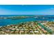 Picturesque aerial view showcasing a residential area near the coast, encircled for easy identification at 526 Bird Key Dr, Sarasota, FL 34236