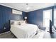Cozy bedroom with blue wood paneled walls, ceiling fan, and comfortable bed at 7807 24Th W Ave, Bradenton, FL 34209