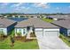 Beautiful single Gathering home with a manicured lawn, paver driveway and a tranquil lake view at 9028 Sunray Cv, Parrish, FL 34219