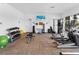 Community gym with weights, exercise balls, and mounted TV provides a great workout space at 10520 Boardwalk Loop # 205, Lakewood Ranch, FL 34202