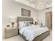 Bright main bedroom features tray ceiling, neutral decor, and modern lighting at 260 Van Gogh Cv, Bradenton, FL 34212