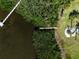 Stunning aerial view of a private dock and lush landscaping creating a serene waterfront oasis at 310 79Th Nw St, Bradenton, FL 34209