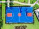 Top-down view of an outdoor basketball court surrounded by lush landscaping at 4813 Sparkling Sea Ln, Lakewood Ranch, FL 34211