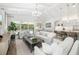 Bright living room with high ceilings, neutral furniture, and views of the pool area at 8077 Tidal Pointe Way, Sarasota, FL 34240