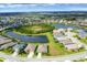 Aerial view of homes surrounding a lake, showcasing the beautiful community and natural landscape at 815 Rosemary Cir, Bradenton, FL 34212