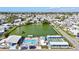 Aerial shot of a community showcasing a pool, shuffleboard and scenic waterfront at 818 50Th Avenue W Ter, Bradenton, FL 34207