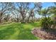 Expansive backyard with lush green grass and mature trees, providing plenty of space for outdoor activities and relaxation at 3902 162Nd E Ave, Parrish, FL 34219