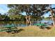 Waterside picnic area with green tables offers a scenic spot for outdoor dining and relaxation at 3902 162Nd E Ave, Parrish, FL 34219