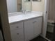 Updated bathroom with a single sink vanity and modern fixtures, enhancing the home's appeal at 4460 Ironwood Cir # 505Ad, Bradenton, FL 34209