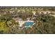 Scenic aerial view of houses with community pool and green landscaping in a quiet neighborhood at 6547 Oakland Hills Dr, Lakewood Ranch, FL 34202