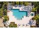An aerial view of the community pool and lounge area with ample seating at 6547 Oakland Hills Dr, Lakewood Ranch, FL 34202