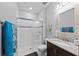 Stylish bathroom with a glass shower and nice vanity at 14238 59Th E Cir, Bradenton, FL 34211