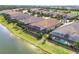 Scenic aerial shot of homes with screened-in pools along a serene lake at 4719 Cabreo Ct, Bradenton, FL 34211