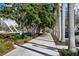 Shaded walkway lined with palm trees, leading to a peaceful park area at 750 N Tamiami Trl # 407, Sarasota, FL 34236