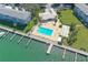 Aerial view of community pool and boat slips near the Bay at 775 John Ringling Blvd # 3, Sarasota, FL 34236