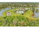 Aerial view of the community pool and playground with lush greenery at 11411 Flora Springs Dr, Riverview, FL 33579