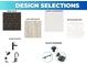Design selections featuring roof color, flooring, quartz countertops, white backsplash, black faucets and black hardware at 22 Jacoby Cir, North Port, FL 34288