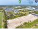 Wide angle aerial view of the expansive land parcel near shopping, hospital, highway, and neighborhood at 2900 Curry Ln, Nokomis, FL 34275