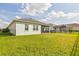 Large backyard with green lawn, fencing, and covered patio, great for outdoor activities at 3711 Manorwood Loop, Parrish, FL 34219