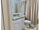 Bathroom featuring a vanity with a granite countertop and shower with curtain at 4440 47Th W Ave # 204, Bradenton, FL 34210