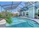 Screened-in pool showcasing crystal-clear water, lush landscaping, and a serene outdoor oasis at 4712 Glenbrooke Dr, Sarasota, FL 34243