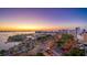 Sunset aerial view of the bay and downtown condos at 512 Laurel Park Dr, Sarasota, FL 34236
