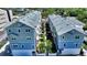 Aerial shot of new construction townhomes with landscaping between units at 512 Laurel Park Dr, Sarasota, FL 34236