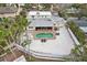Aerial view of the backyard featuring a kidney shaped pool and outdoor seating area at 55 N Washington Dr, Sarasota, FL 34236