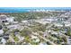 An aerial shot of the property with its serene location close to shopping and neighborhood conveniences at 2130 Temple St, Sarasota, FL 34239