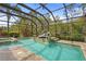 Enclosed pool area featuring a spa, sun shelf, and lush landscaping, perfect for relaxation and recreation at 2515 130Th E Ave, Parrish, FL 34219
