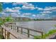 Serene lake view from the dock, showcasing the surrounding condo buildings at 3658 Lake Bayshore Dr # 320, Bradenton, FL 34205