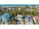 Aerial view showing the home nestled in a beach neighborhood near white sand beaches at 462 Island Cir, Sarasota, FL 34242