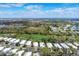 Expansive aerial view showcasing the neighborhood, green spaces, and distant cityscape at 5003 88Th E St, Bradenton, FL 34211