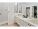 Bathroom with double sink, vanity and walk-in shower at 5003 88Th E St, Bradenton, FL 34211