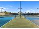 Community tennis court surrounded by nets and mature landscaping at 923 Fairwaycove Ln # 103, Bradenton, FL 34212