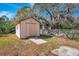 View of the shed in the backyard, it has a ramp and is surrounded by greenery at 3389 Dunbar St, Port Charlotte, FL 33948