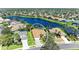 Overhead view of this home with waterfront views and beautiful landscaping at 368 Snapdragon Loop, Bradenton, FL 34212