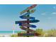Fun landmark displaying distances to major cities on a sunny day near the sandy beach at 101 Base E Ave # 101 103, Venice, FL 34285