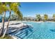 Large community pool with multiple access points is surrounded by beautiful palm trees at 11531 Moonsail Dr, Parrish, FL 34219