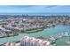 High angle aerial view of waterfront condo community with a marina and ocean views at 250 Santa Maria St # 215, Venice, FL 34285
