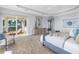Spacious primary bedroom showcasing sliding glass doors to a lanai and ocean views at 3935 N Shell Rd, Sarasota, FL 34242