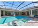 A screened-in pool area with a spa, outdoor kitchen, and plenty of space for entertaining friends and Gathering at 8455 Lindrick Ln, Bradenton, FL 34202