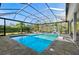 An expansive screened-in pool area with a clear view of lush greenery, providing a serene outdoor oasis at 8455 Lindrick Ln, Bradenton, FL 34202