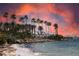 Beautiful beach scene with calm waters, palm trees, and colorful sunset at 11 Sunset Dr # 303, Sarasota, FL 34236