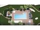 Aerial view of community pool, cabana, hot tub and landscaping at 1465 Gulf Of Mexico Dr # 104, Longboat Key, FL 34228