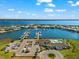 A high aerial view of a waterfront community with a boat marina and neighborhood pool at 1805 7Th St E, Palmetto, FL 34221