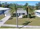 Single-story home features a well-maintained lawn and a driveway lined with mature palm trees at 2406 Breakwater Cir, Sarasota, FL 34231