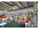 Inviting screened-in lanai with dining area, lounge chair, and view of the spacious backyard at 2406 Breakwater Cir, Sarasota, FL 34231