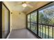 Enjoy the outdoors on this spacious lanai with a ceiling fan and beautiful backyard views at 4414 Spicewood Dr # H, Bradenton, FL 34208