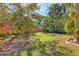 Spacious backyard with lush greenery and tropical foliage, enclosed by a wooden fence, providing seclusion at 7821 Geneva Ln # 11, Sarasota, FL 34243